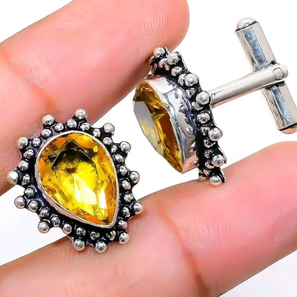 Citrine Sterling Silver Cuff Links